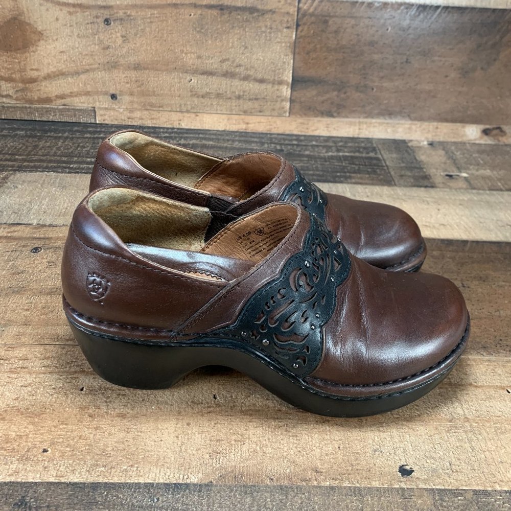 Ariat Tambour Clogs Brown Leather Size 6.5 US